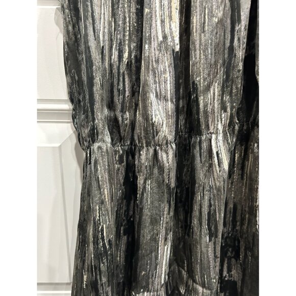 Elementz Womens Sleeveless Abstract Black Silver Print Peplum Dress Sz Small - Picture 4 of 10